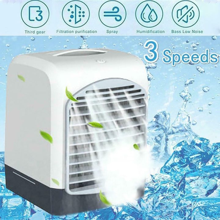 AD-Portable Mini Desktop Air Conditioner USB Small Fan Cooling Humidifier Aromatherapy Air Cooler With Ice Water Tank