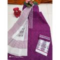 Tuly New Gorgeous Purple Color Unstitched Cotton Block Print Shalwar Kameez Three Piece [ 3 Piece ] - 3 Pice Dress. 