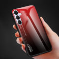 Biruiqu For Samsung Galaxy S25 FE Gradient Tempered Glass Back Soft Silicone Edge Case Cover. 