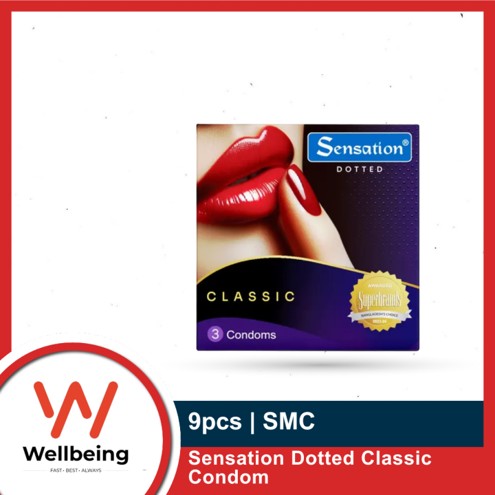 Sensation Dotted Classic Condom | 3 Pack Combo | Total 9 pieces Condom