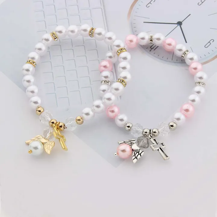 Religious%20Pearl%20Bracelet%20Angel%20Wing%20Cross%20Beaded%20Bracelet%20Baby%20Shower%20Girl%20Boy%20Baptism%20Gift%20-%20Image%202