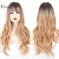 VDFD Ginger Orange Wig Long Curly Cosplay Good Wig Big Wave Party Fake Hair Chemical Wigs with Curly Hair.