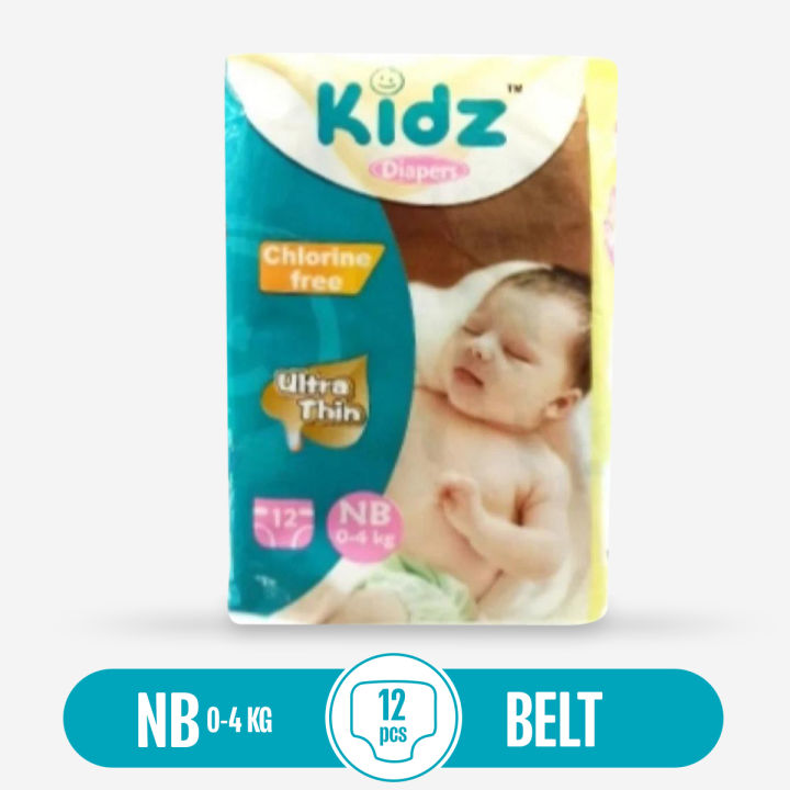 Kidz Diaper Belt Newborn Baby (0-4 Kg) - 12 Pcs