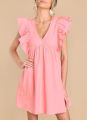Women's Stylish Cotton Soft Summer Dress with Ruffle Trim and Flattering V-Neck. 