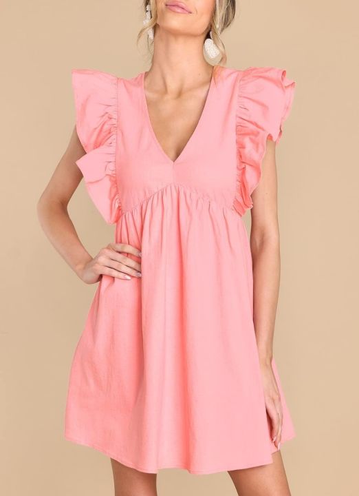 Women's%20Stylish%20Cotton%20Soft%20Summer%20Dress%20with%20Ruffle%20Trim%20and%20Flattering%20V-Neck%20-%20Image%206