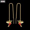Unique Little Bird Drop Long Hanging Hummingbird Earrings For Women.