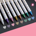 10pcs Metal Glitter Markers Dual Brush and Fine Tip Pen For DIY Album Scrapbooking Craft Supplies Ceramic Stone Birthday Gift. 