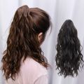 40CM Synthetic Ponytail Extension Wavy Curly Hair Claw Clip on Ponytail Hair Extension Heat-Resistant False Hairpiece.