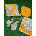 Designer Readymade Three Piece Linen Gown Style Long Kurti for Women and Girls Ready to Wear.