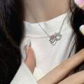 Fashion Hello Kitty Pendant Necklace for Women Girls Cute Cartoon Cat Double Ring Clavicle Chain Charms Chic Delicate Necklace Jewelry Gift.