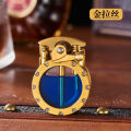 New round Transparent Oil Warehouse Rocker Arm Kerosene Lighter Men's Retro Windproof Creative Personality for Boyfriend Direct Sales. 