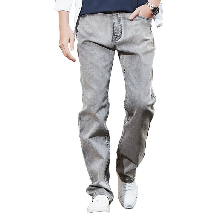 Men's Brand Jeans High Quality Gray Mens Retro Baggy Jeans Hip Hop Loose Skateboard Denim Pants Brand Clothes Size 28-48