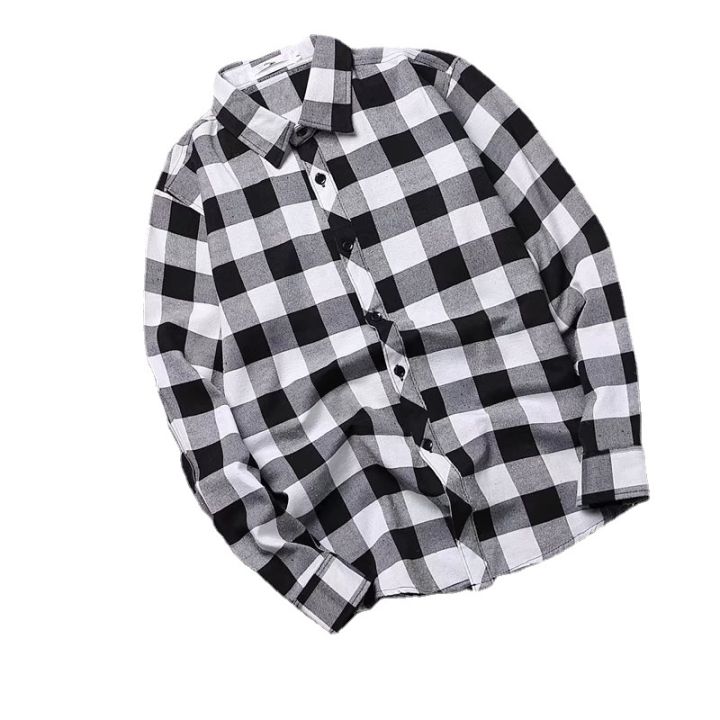 Japanese%20vintage%20black%20and%20white%20plaid%20shirt%20men's%20long%20sleeve%20korean%20version%20trendy%20student%20spring%20and%20autumn%20handsome%20casual%20shirt%20jacket%20-%20Image%205