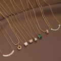 Exquisite Crystal Necklace Gold Metal Clavicle Chain Elegant Women. 