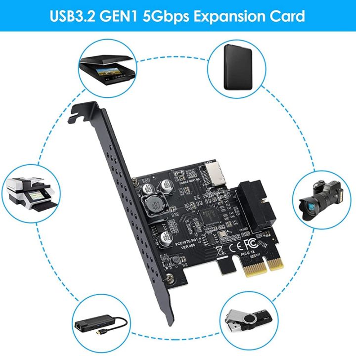 PCI-E%201X%20To%20USB%203.2%20GEN1%205Gbps%2020Pin%20Front%20Panel%20Header%20(To%20Type-C%20Front%20Panel%20Header)%20Front%20Panel%20Connector%20Riser%20Card%20-%20Image%205