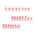Ins Sweet Love False Nails Gradient Pink Press on Nails with Bow Design Almond Detchable Full Cover Nails Valentines Gifts. 