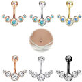 Crystal Belly Button Rings Navel Ring Zircon Dangle Body Belly Barbell Jewelry ANLAN. 