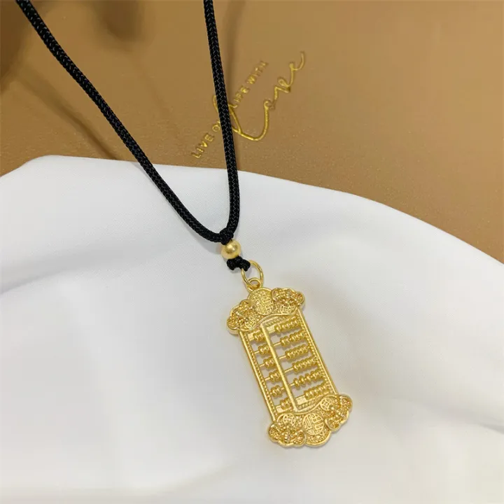 Chinese%20style%20abacus%20engraved%20blessing%20pendant%20Vietnamese%20sand%20gold%20jewelry%20does%20not%20fade%20for%20a%20long%20time,%20little%20red%20book,%20black%20rope%20necklace%20female%20wholesale%20-%20Image%202