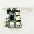 New 4 Ports PCIe Riser Adapter Board PCI-E 1x to 4 USB 3.0 PCI-E Rabbet GPU Riser Extender Ethereum ETH/Monero XMR/Zcash ZEC 16X External Slot Card Multiplier for Miner Mining BTC.