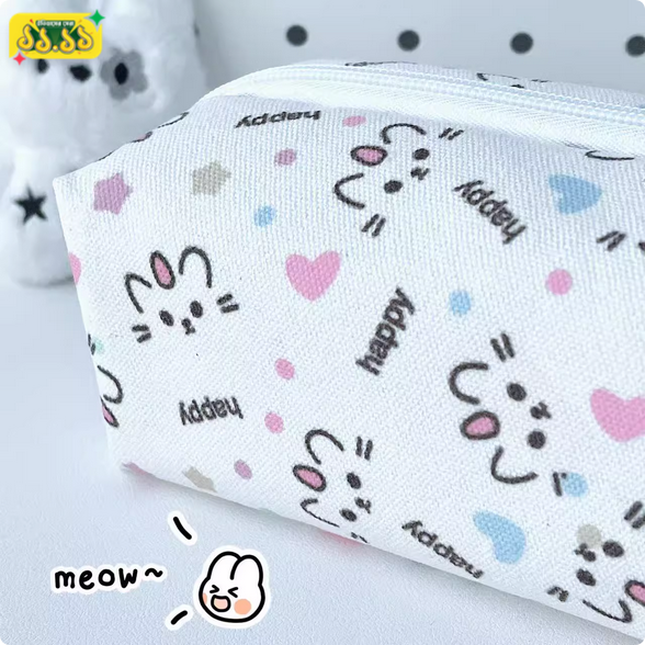 Simple%20Happy%20Pencil%20Case%20Ins%20High-value%20Cute%20Girl%20Student%20Makeup%20Bag%20Large%20Capacity%20Stationery%20Storage%20Bag%20-%20Image%203