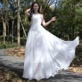 New Summer Chiffon Extra Long Large Swing Dress Women Solid Chiffon Beach Dress Summer Bohemian Maxi Dress Ladies Party Vestidos.