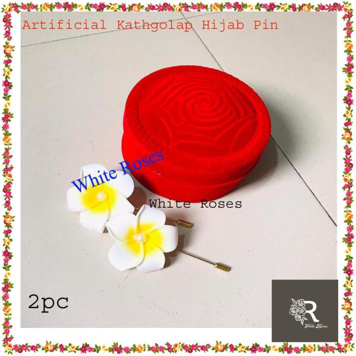 Fashionable Artificial Kathgolap Flower Hijab Pin -2 pc