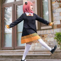 Anime SPY FAMILY Anya Forger Cosplay Costume Kids Anya Kawaii Black Dress Party Clothes Wig Plush Toys Halloween Women Girl. 