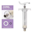 20ml Animal Nylon Syringe for Cow Poultry Chicken Cattle Sheep injector and Bird Hand Feeding Transparent Syringes Vet Tools Reusable Veterinary Stainless Steel Syringe Hypodermic.