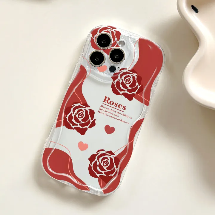 Jizetin%20for%20Samsung%20S22%20Ultra%205G%20Back%20Cover%20Back%20Cover%20Red%20Rose%20Cream%20Wavy%20Edge%20Soft%20Silicone%20Phone%20Case%20-%20Image%207