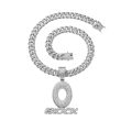 European and American hip-hop full diamond O letter pendant necklace Men's fashion personality streetwear Cuban chain necklace.