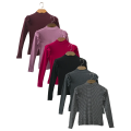 Girls Ribbed Ruffle Trim Shoulder Mock Neck Tops From Levin. 