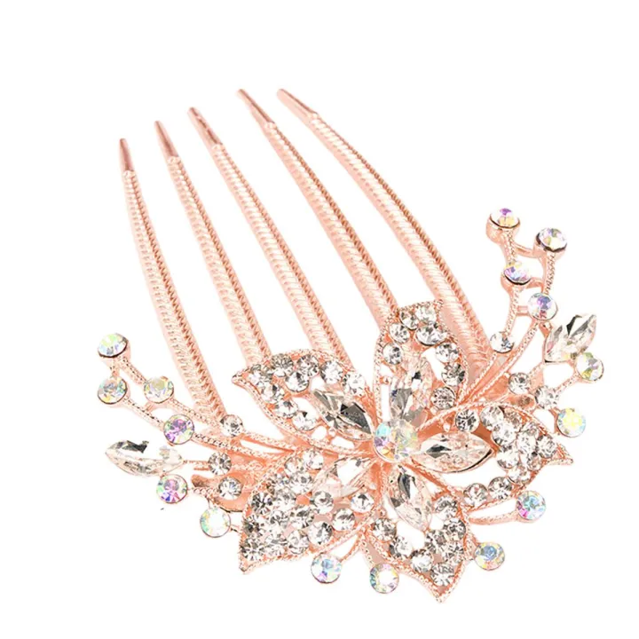 Bridesmaids Flower Comb Harmless to Scalp Flower Leaf Bridal Crystal Hair Ornaments