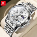 OLEVS Watch For Men Waterproof Original 2024 New Multifunctional Digital Calendar Dial Fashion Stainless Steel FlyWheel Chronograph Luminous Casual Men's Watch 2900. 