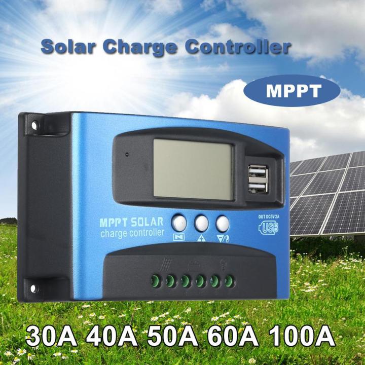 30A MPPT Solar Charge Controller Dual USB LCD Display Auto Solar Cell ...