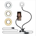 Universal Selfie Ring Light with Flexible Mobile Phone Holder Lazy Bracket Desk Lamp LED Light for Live Stream Office Kitchen. 