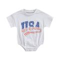 Emmababy-Toddler Baby Boys Casual Romper, Stripe Star Letter Printed Short Sleeve Round Neck Triangle Bodysuit. 