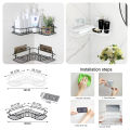 Bathroom Shelf Wall Mounted Corner Storage Shelves Shampoo Holder Cosmetic Rack Iron Shower Drain Basket Bathroom Organizer.