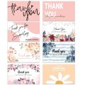 30pcs/Pack Flower Floral Thank You Cards Pink Small Business Card for Bakery Wedding Party Baby Shower Package Insert Mailer Bag.