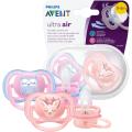 Philips Avent Ultra Air Pacifier 2 Pack - BPA-Free Dummy for Babies From 0-6 Months (model SCF085/02). 