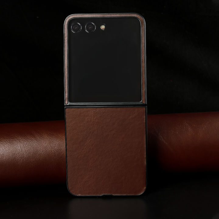 For Motorola Razr 50 Ultra Case Razr50 Cover Premium Genuine Leather Cases Vintag Oil Wax Pattern Phone Shell Protection Coque