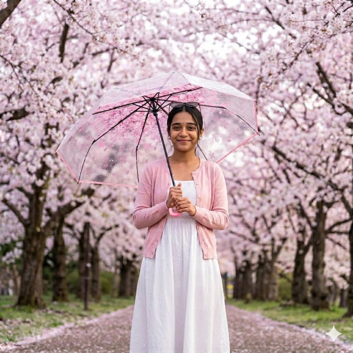 Cherry%20Blossom%20Printed%20Clear%20Umbrella%20Three-Fold%20Transparent%20Umbrella%20Rain%20Gear%20Outdoor%20Sunshade%20Uv%20Protection%20-%20Image%205