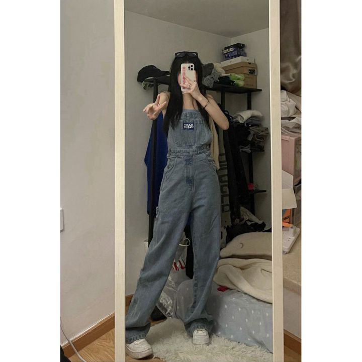 BAB%20YSNAKEOfficial%20Denim%20Suspender%20Pants%20Straight%20Loose%20Slimming%20Casual%20Women's%20Summer%20Mop%20New%20Age-Reducing%20-%20Image%203