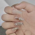 24pcs Nails Long Square Love Heart Designed Rouge Nail Art Full Cover Press On Nail Tips Women Finished Nail Extension.