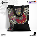 Avro Premium Tote Bag For Women - Henna - Black ( Secure by zipper, Inner zipper pocket) - Tote bag for girls - Canvas bag for women.