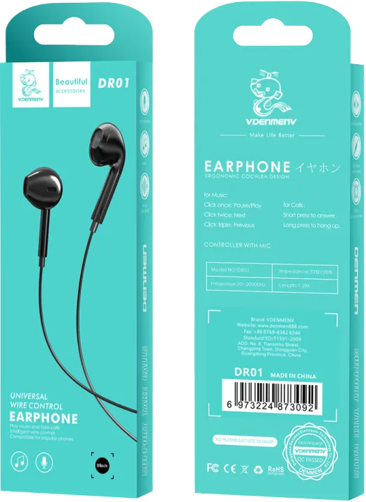 VDENMENV%20DR01%203.5mm%20Headphone%201.2Meter%20Plastic%20Housing%20Contoller%20with%20Mic%20-%20Image%206