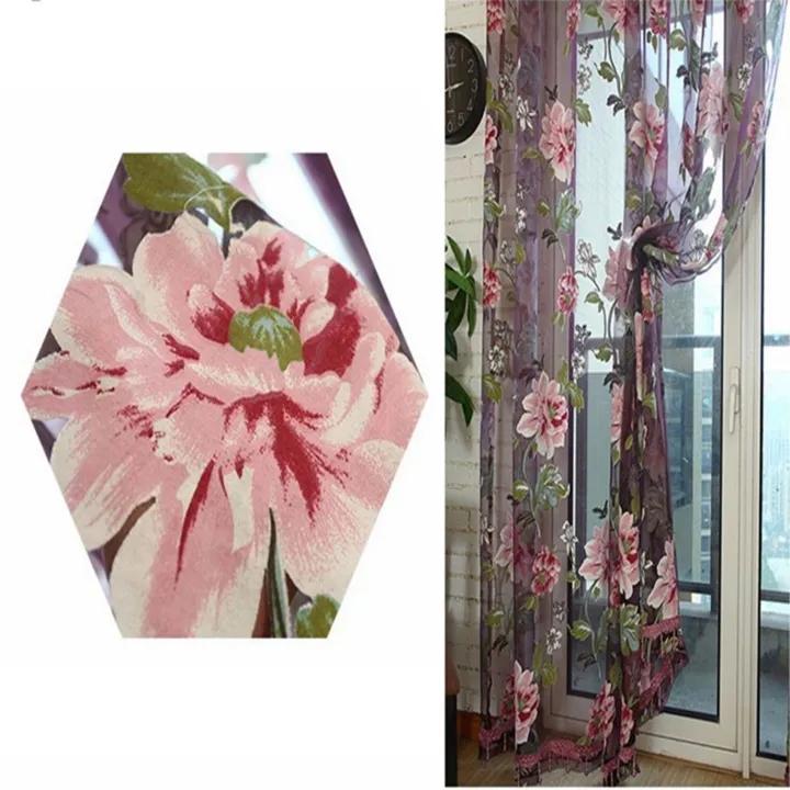 Glass%20Door%20Curtain%20Bedroom%20Peony%20Voile%20Curtain%20Tulle%20with%20Lace,Purple%20-%20Image%207