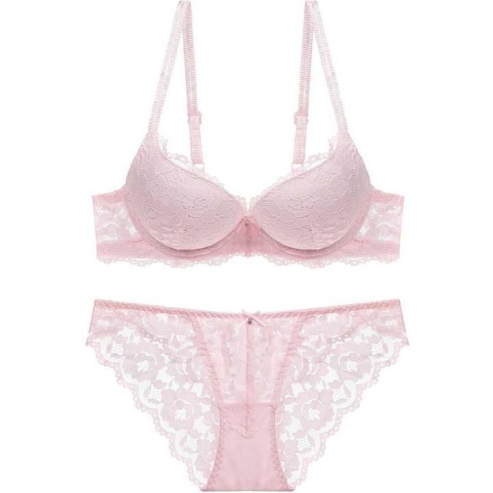 Comfortable Foam Net Bra and Panty Lingerie Set for Women