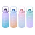 2L Water Bottle With Straw Time Marker Plastic Water Cup Large Capacity Frosted Outdoor Sports Bottles botella de agua 2 litros. 