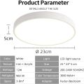 LED Ceiling Light Round Ultra Slim 24 W Diameter 30 x 4 cm Warm White 3000 K Lamp for Living Room Bedroom Office Kitchen Office (White).