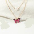 Trendy Fashionable Double Layer Pearl Chain Choker Butterfly Pendant Necklaces for Girls Simple Stylish New Collection 2024 - Necklace for Women Simple Stylish Fashion. 